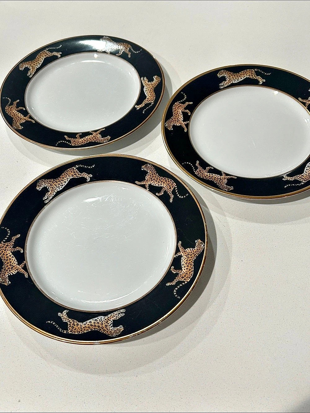 Lynn Chase Jaguar Jungle Jaguar Plates Set of 3 Black White